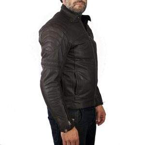 chaqueta de moto de cuero marron