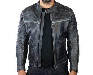 chaqueta de moto de cuero envejecido vintage