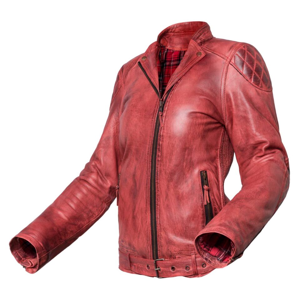 Chaqueta de moto de cuero para chica Invictus Electra Roja chaqueta de moto para mujer